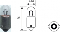 Автолампа T4W, 12V 4W, цоколь BA9s