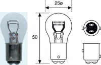 Автолампа P21 5W, 12V 21/5W, цоколь BAY15d